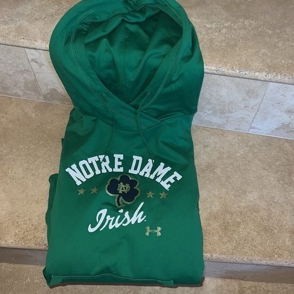 UNDER ARMOUR HOODED NORTER DAME SWEATSHIRT🍀⭐️🍀⭐️🍀⭐️💚⭐️🍀⭐️💚 - Picture 2 of 10